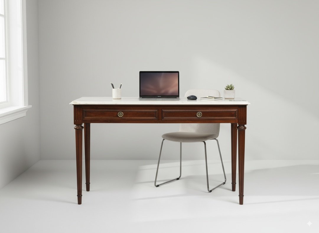 Escritorio inglés con tapa de mármol - Imagen 5