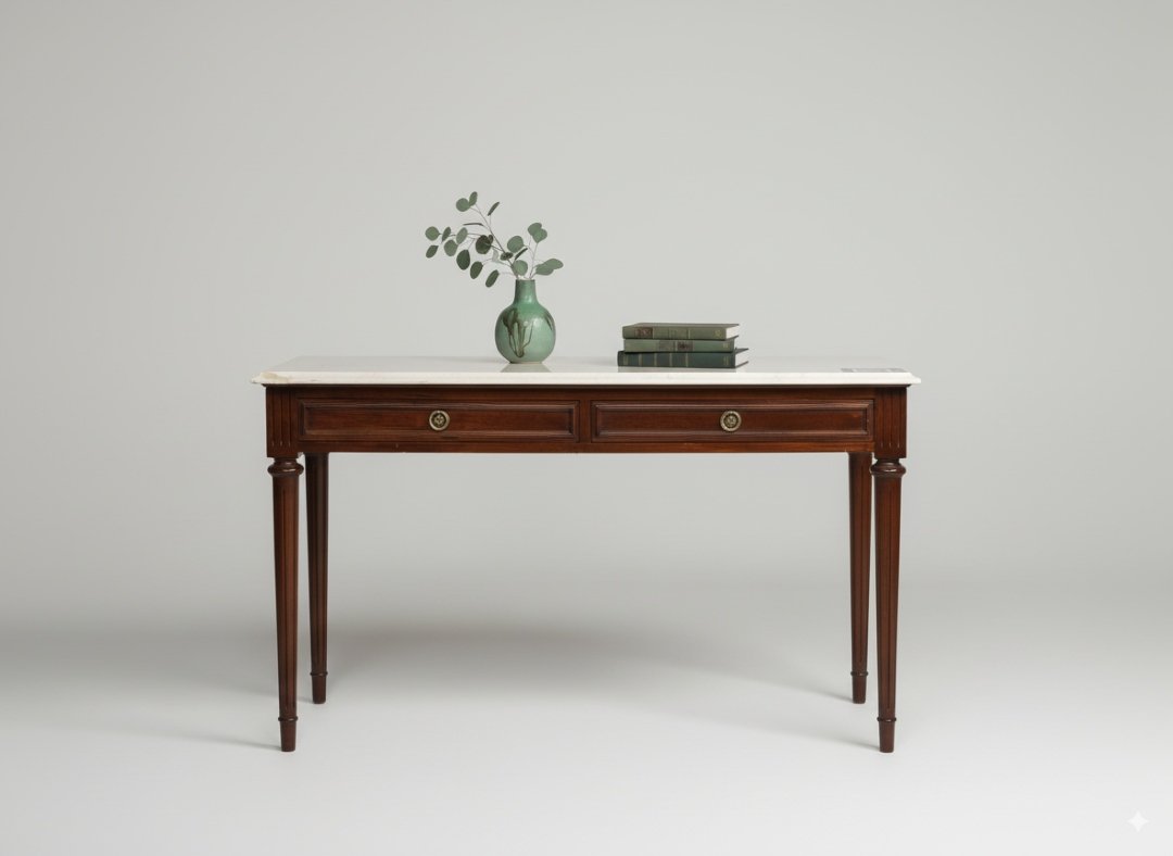 Escritorio inglés con tapa de mármol - Imagen 6