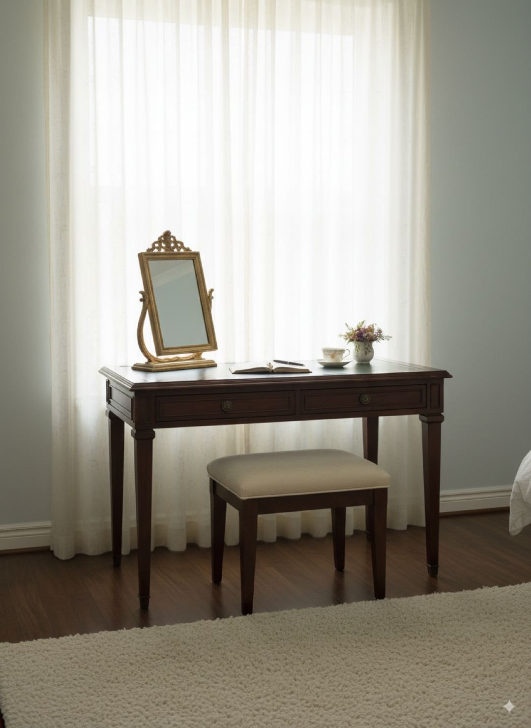 Escritorio inglés con tapa de cuero - Imagen 5