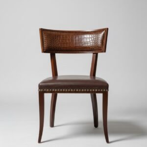 Silla de comedor de madera y cuero