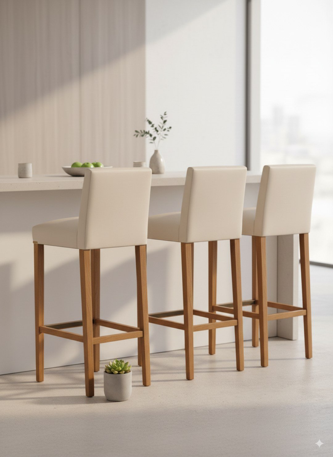 Taburete de madera y cuero - Imagen 4