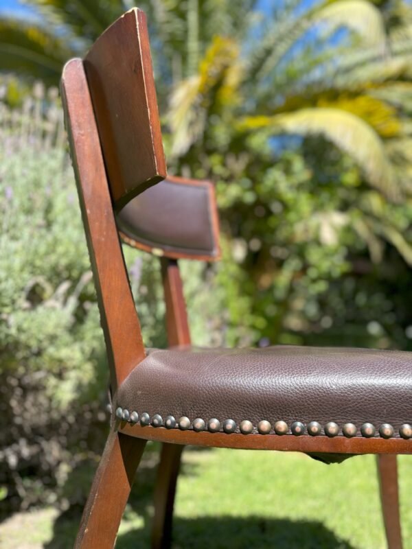 Silla de comedor de madera y cuero - Imagen 2